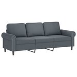 vidaXL Canapé à 3 places avec repose-pieds Gris foncé 180 cm Velours
