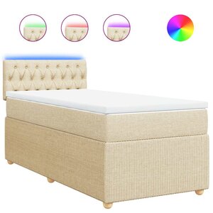 vidaXL Sommier à lattes de lit avec matelas Crème 90x200 cm Tissu
