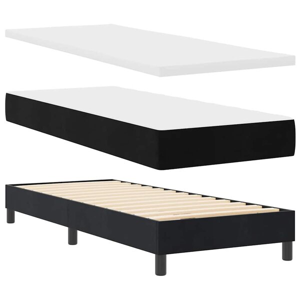 vidaXL Lit à ressorts avec matelas Noir 200 x 80 cm Polyester