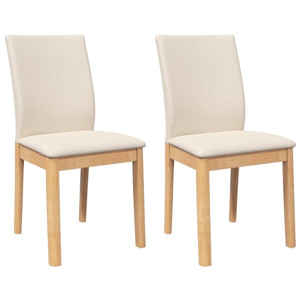 vidaXL Chaises à manger coussins 2 Pièces bois massif caoutchouc