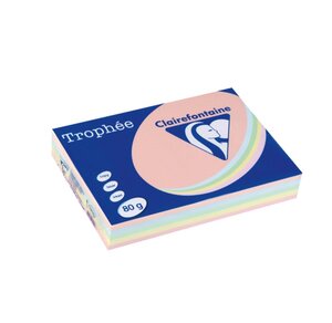 Ramette 500 Feuilles Papier 80g A4 210x297 mm Assorti Pastel x 5 TROPHÉE