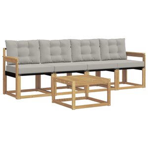 vidaXL Ensemble de canapés d'extérieur 5 pc Blanc et gris clair