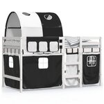 vidaXL Lit mezzanine enfants et tunnel blanc/noir 80x200cm pin massif