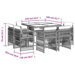 vidaXL Ensemble à manger de jardin et coussins 9 Pièces gris clair rotin