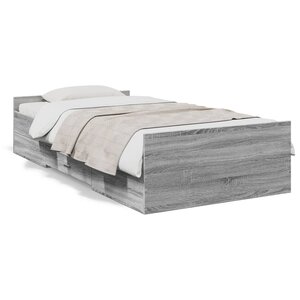 vidaXL Cadre de lit avec tiroirs sans matelas sonoma gris 75x190 cm