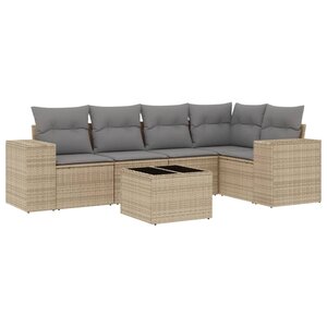 vidaXL Salon de jardin avec coussins 6 Pièces beige résine tressée