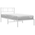vidaXL Cadre de lit métal sans matelas avec tête de lit blanc 90x190cm