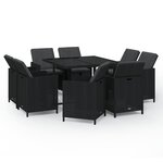 vidaXL Ensemble à manger de jardin coussins 9Pièces Résine tressée Noir