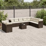 vidaXL Salon de jardin et coussins 11 Pièces marron résine tressée