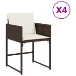 vidaXL Chaises de jardin avec coussins lot de 4 marron résine tressée
