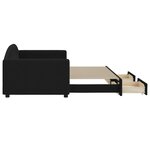 vidaXL Lit de jour avec gigogne et tiroirs noir 90x200 cm tissu