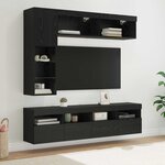 vidaXL Meuble TV avec LED 7 Pièces Chêne noir Bois d'ingénierie