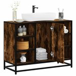 vidaXL Armoire lavabo de salle de bain chêne fumé bois d'ingénierie