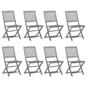 vidaXL Chaises pliables d'extérieur lot de 8 et coussins Bois d'acacia