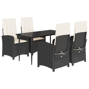 vidaXL Ensemble à manger de jardin coussins 5Pièces Noir Résine tressée