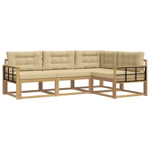 vidaXL Ensemble de canapés d'extérieur 3 pc Blanc et Beige Polyester