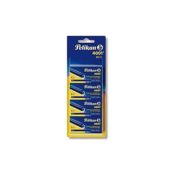 Blister de 4 Etuis de 5 Cartouches d'encre 4001 Effaçable Bleu Royal PELIKAN