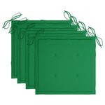 vidaXL Chaises à manger lot de 4 avec coussins vert Bois teck solide