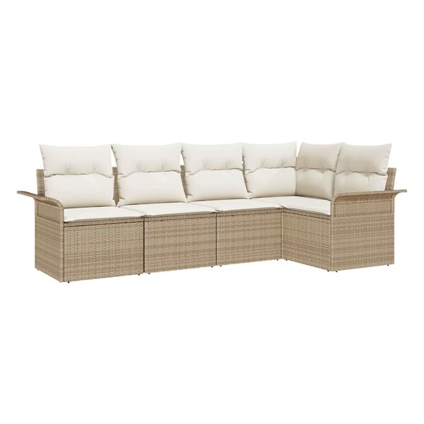 vidaXL Ensemble de canapé de jardin 5 Pièces Beige Poly rotin