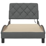 vidaXL Cadre de lit avec LED sans matelas gris foncé 90x190 cm tissu