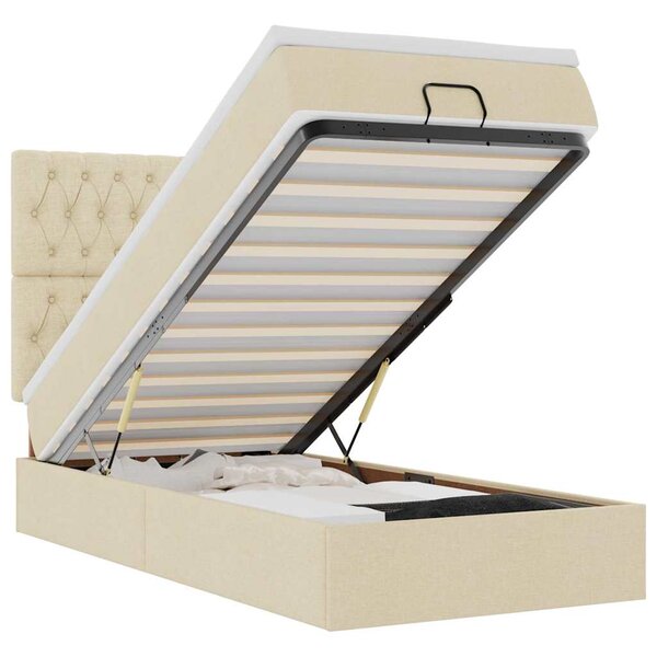 vidaXL Cadre de lit ottoman avec matelas crème 90x190 cm tissu