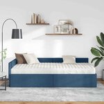 vidaXL Cadre de lit d'angle avec matelas Autre 2 Pièces Bleu tissu