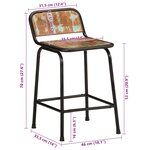 vidaXL Tabourets de bar lot de 4 46x35 5x70cm bois massif récupération