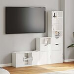 vidaXL Meubles TV 4 Pièces avec rangement ODDA blanc bois de pin massif