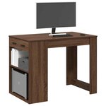vidaXL Bureau avec tiroir et étagère chêne marron bois d'ingénierie