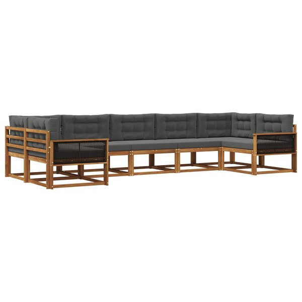 vidaXL Ensemble de canapés d'extérieur 7 Pièces Naturel et Anthracite