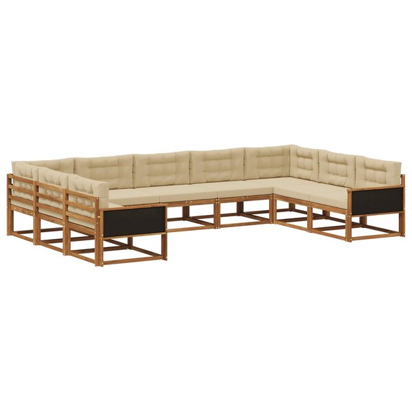 vidaXL Ensemble de canapés d'extérieur 9 Pièces Naturel et Beige