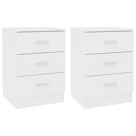 vidaXL Tables de chevet 2 Pièces Blanc 38x35x56 cm Bois d'ingénierie