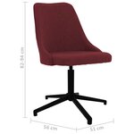 Vidaxl chaise pivotante de salle à manger rouge bordeaux tissu
