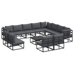 vidaXL Ensemble de canapé de jardin avec coussin 13 Pièces Noir Aluminium
