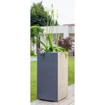 EDA Pot de fleurs haut carré Graphit - 39,5 x 39,5 x H 80 cm - 31 L - Gris anthracite