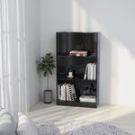 Vidaxl bibliothèque 3 niveaux noir brillant 60x24x109 cm bois