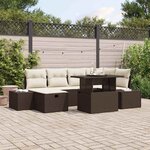 vidaXL Ensemble de canapé de jardin 7 Pièces Marron polyrotin