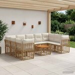 vidaXL Ensemble de canapés d'extérieur 10 Pièces Blanc Naturel et Crème