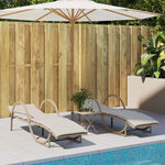 vidaXL Chaises longues lot de 2 avec coussins beige résine tressée