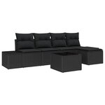 vidaXL Ensemble de canapé de jardin 6 Pièces Noir Poly rotin