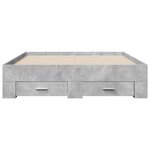 vidaXL Cadre de lit avec tiroirs sans matelas gris béton 140x190 cm