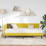 vidaXL Cadre de lit d'angle avec matelas 2 Pièces Jaune Velours