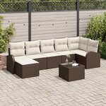 vidaXL Ensemble de canapé de jardin 8 Pièces Marron Poly rotin
