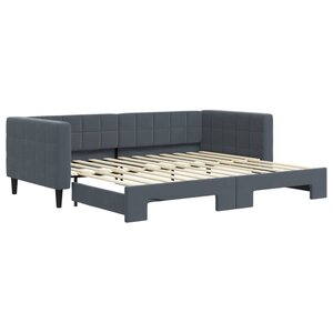 vidaXL Lit de jour avec gigogne sans matelas gris foncé 90x200 cm