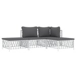 Salon de jardin meuble d'extérieur ensemble de mobilier 4 pièces avec coussins blanc acier 02_0016085