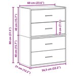 vidaXL Armoires avec 2 tiroirs 2Pièces blanc 60x31x40cm bois d'ingénierie