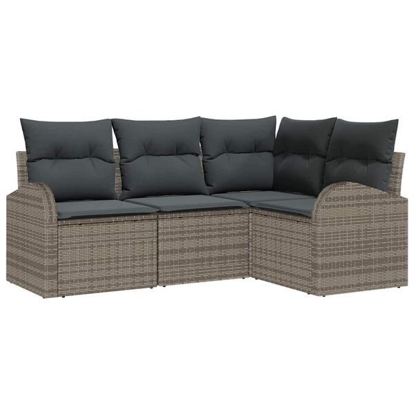 vidaXL Ensemble de canapé de jardin avec coussin 4 Pièces Gris Poly rotin