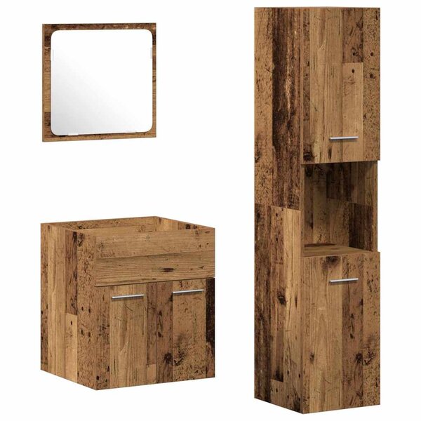 vidaXL Ensemble de mobilier de salle de bain 3 Pièces Bois Ancien
