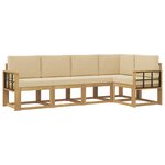 vidaXL Ensemble de canapés d'extérieur 5 Pièces Blanc et Beige