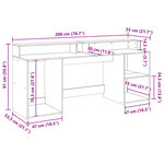 vidaXL Bureau et lumières LED chêne fumé 200x55x91cm bois d'ingénierie